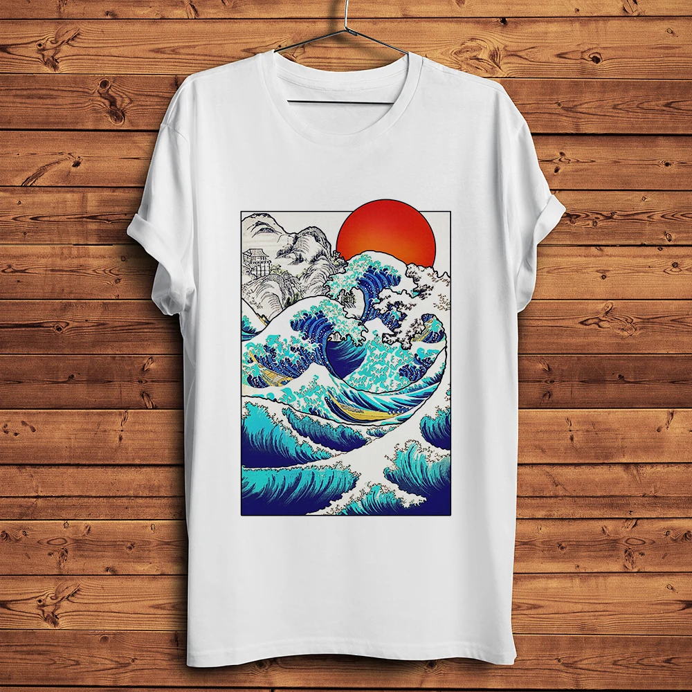 

Japan Ukiyoe Great Wave off Kanagawa style funny t shirt men new white casual tshirt homme vintage unisex streetwear t-shirt