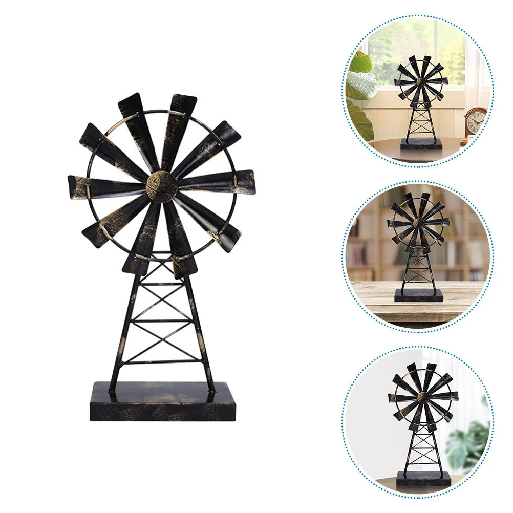 

Windmill Table Decor Rustic Metal Distressed Windmill Farmhouse Small Windmill Shabby Chic Decoration for Home Living Room
