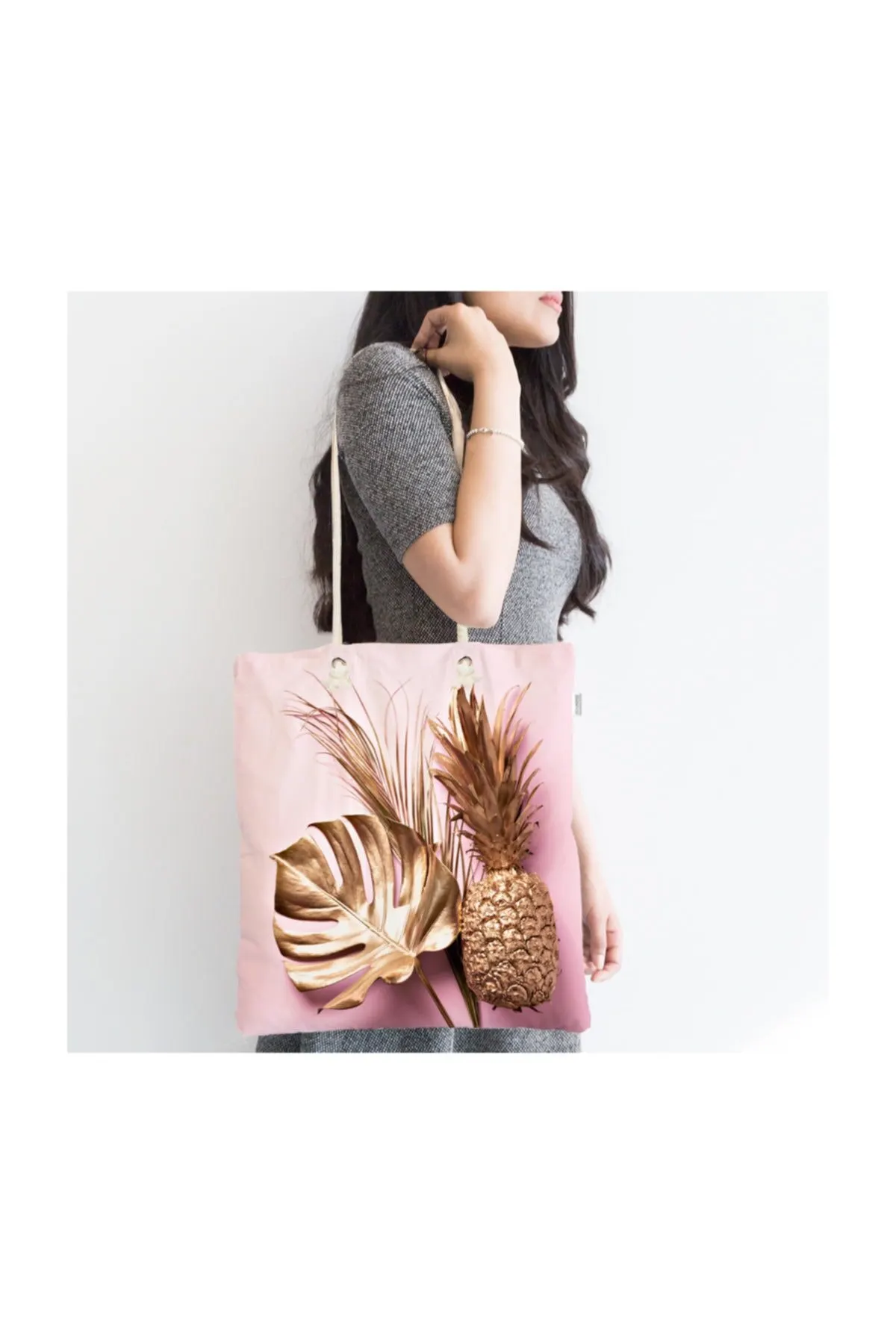 

Женская пляжная сумка с 3D рисунком листьев и ананасов, специальная дизайнерская тканевая сумка-тоут на молнии, летние сумки для покупок