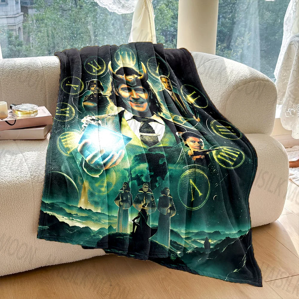 1 шт. одеяло с принтом локи из фильма Marvel пушистое плюшевое для дивана-кровати