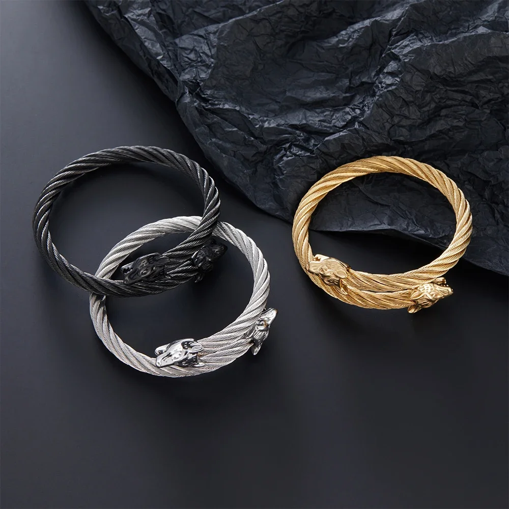 Мужские манжеты в стиле викингов браслет из нержавеющей стали виде животных для