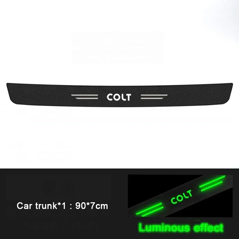 

Светящиеся наклейки на порог автомобиля, накладки на порог для Mitsubishi Colt, защитные наклейки с логотипом, полоса из углеродного волокна