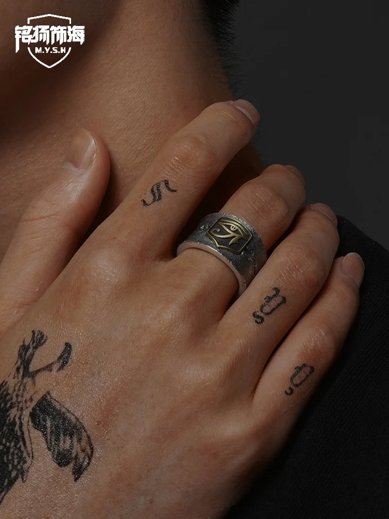 Мужское кольцо из тайского серебра S925 пробы модное Брендовое Открытое в стиле