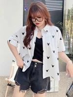 basic shirts for women clothing lyocell thin white printed blouses loose short sleeves tops summer 2022