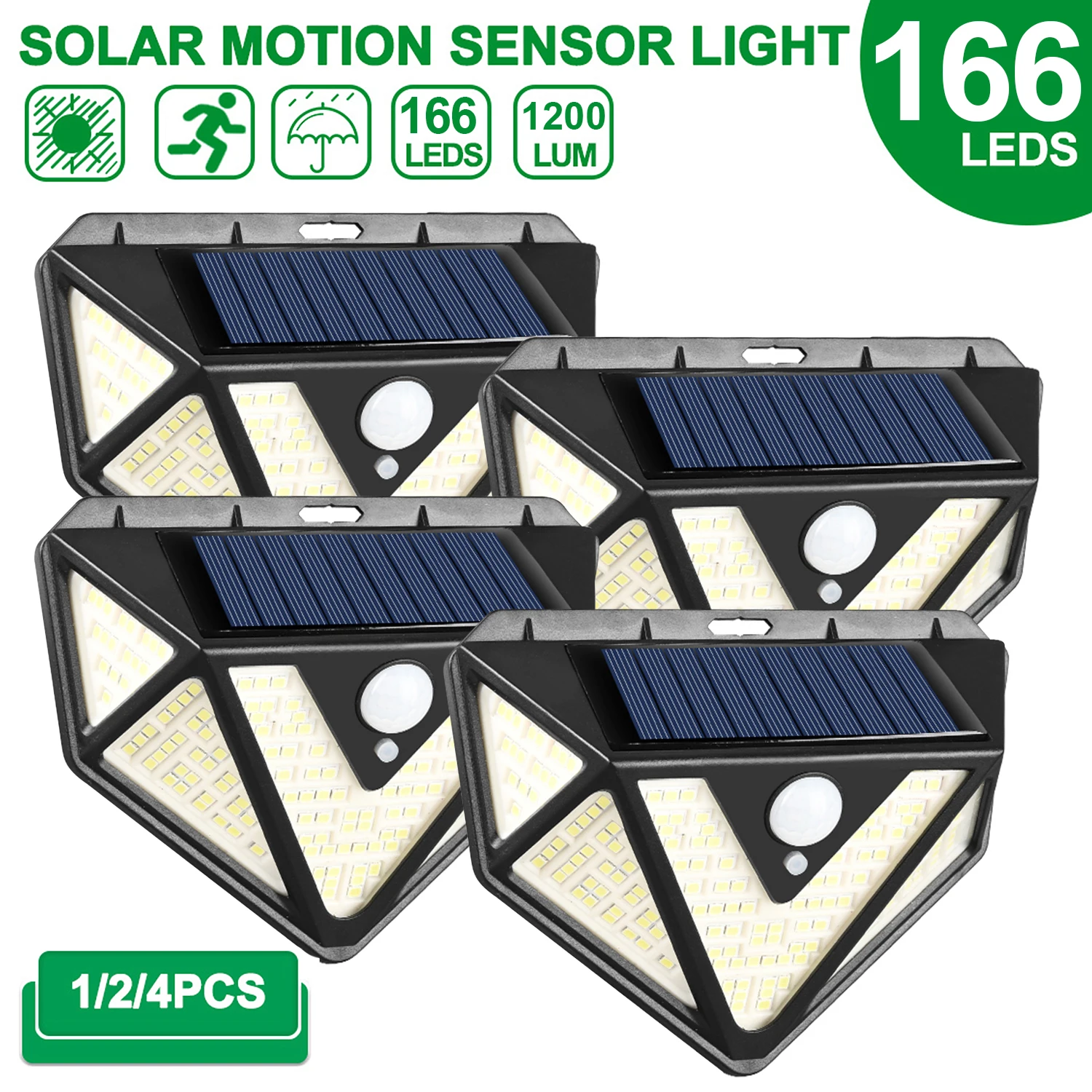 1/2/4PCS 36 LED Solar Street Light Motion Sensor Garden Security Road Wall Lamp 