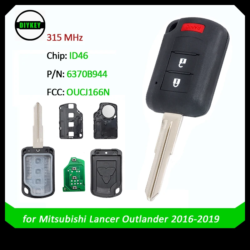 DIYKEY 6370B944 для Mitsubishi Lancer 2016 2017 Outlander 2018 2019 Fob 2 + 1 3 Кнопка-315 МГц-чип ID46 идентификатор