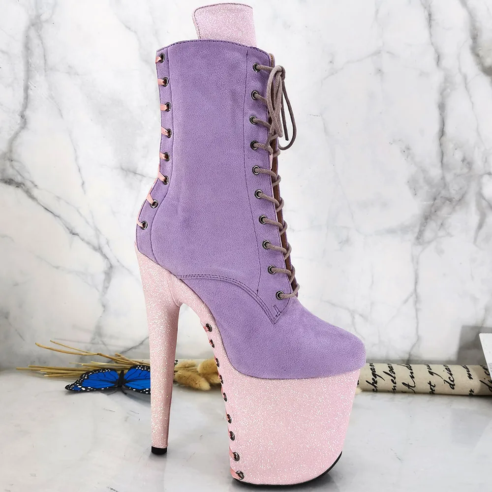 Leecabe 20CM/8inches Pole dancing shoes High Heel platform Boots closed toe Pole Dance boots