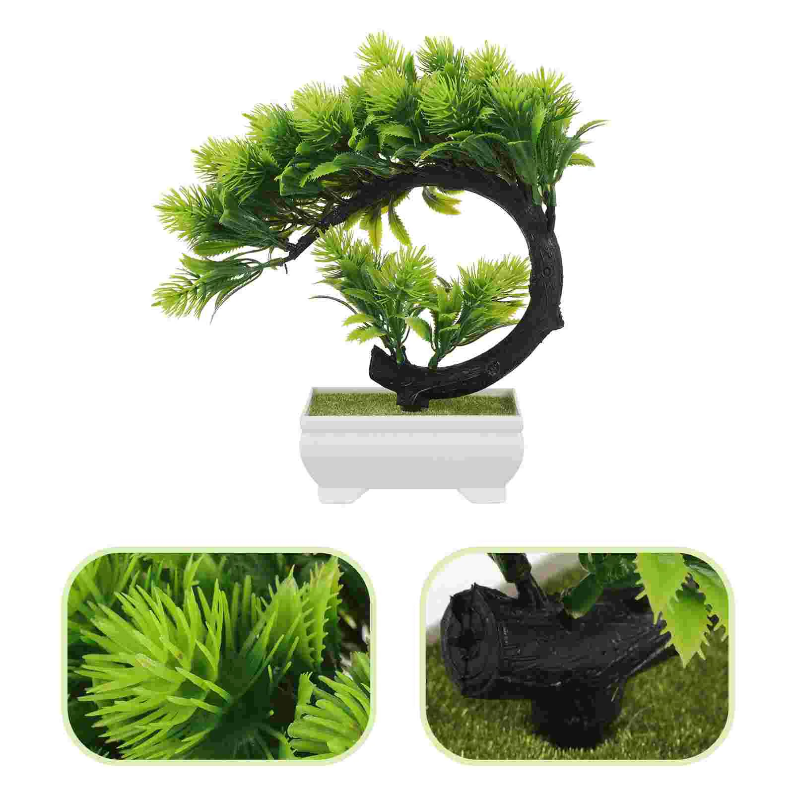 

Decor Artificial Bonsai Tree Realistic Yard Green Plants Fake Potted Simulation