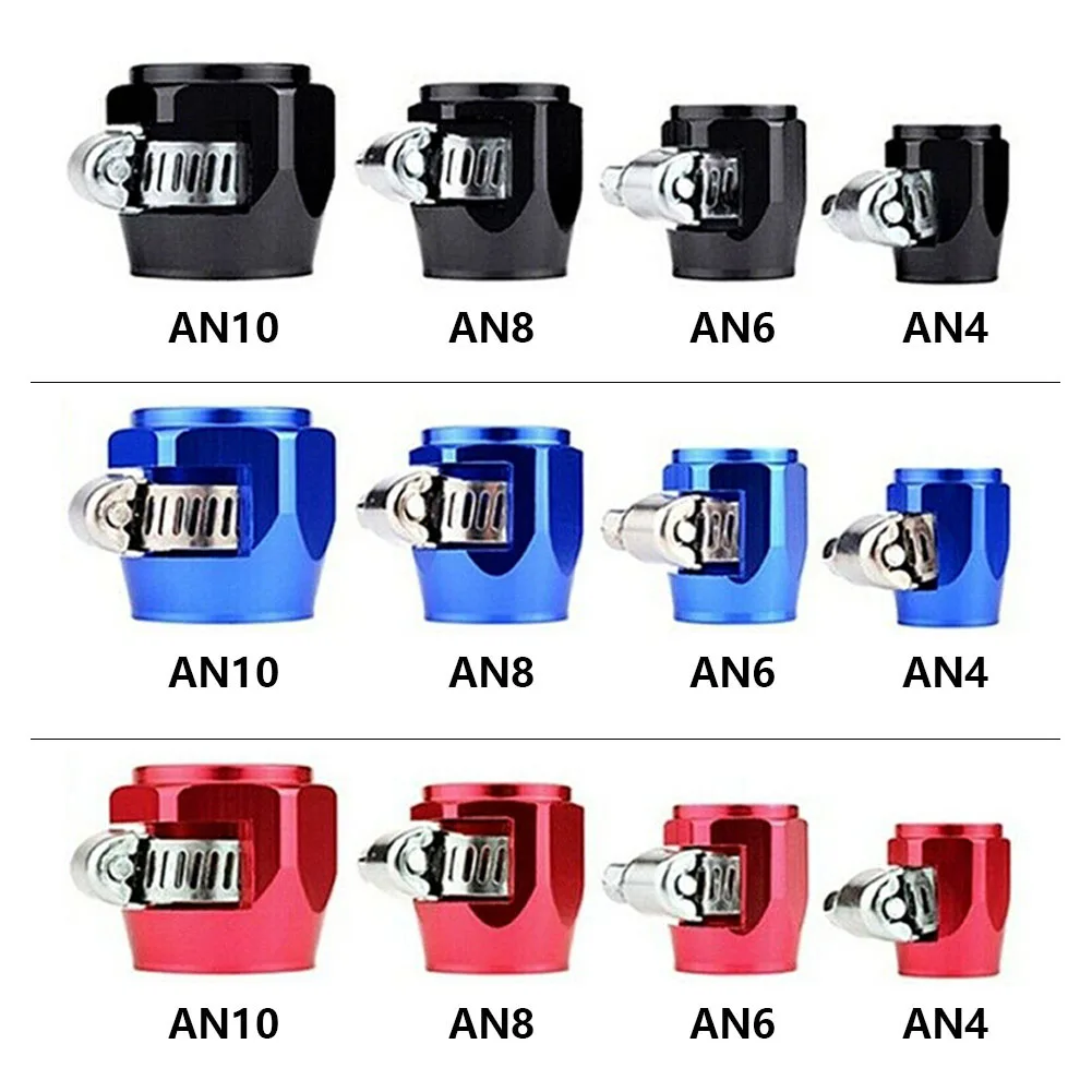 

2pcs Hose Clamp 6 AN4 AN6 AN8 AN10 AN12 End Fuel Pipe Clip Oil Water Tube Hose Fittings Finisher Clamps Hex Finishers