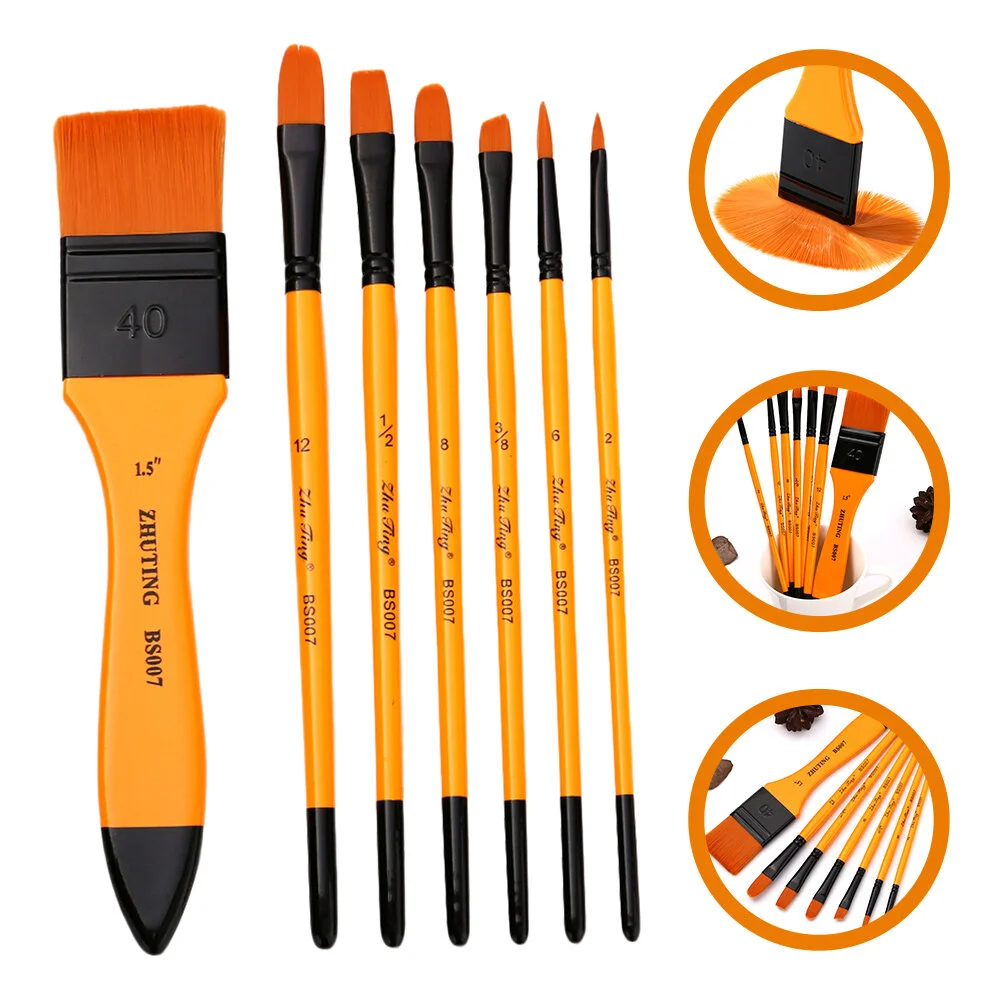 

Brushes Painting Brush Sets Paintbrushes Oil Flat Acrylic Nylon Kit Paintbrush Accessories Tip Tool Color Student Tips Water