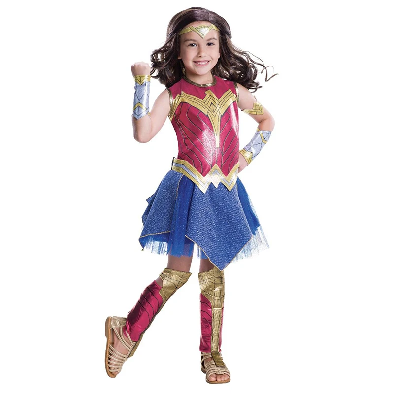 Wonder Cospplay Costume Deluxe Children Dawn Of Justice Woman Halloween Dress Girls Princess Dressing-Up Christmas Gift Kids