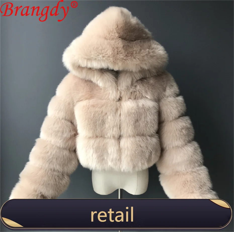 

1 шт. зимнее женское пальто из искусственного меха сохраняющая тепло короткая куртка с капюшоном верхняя одежда модные однотонные Лоскутные Топы с длинным рукавом B5317