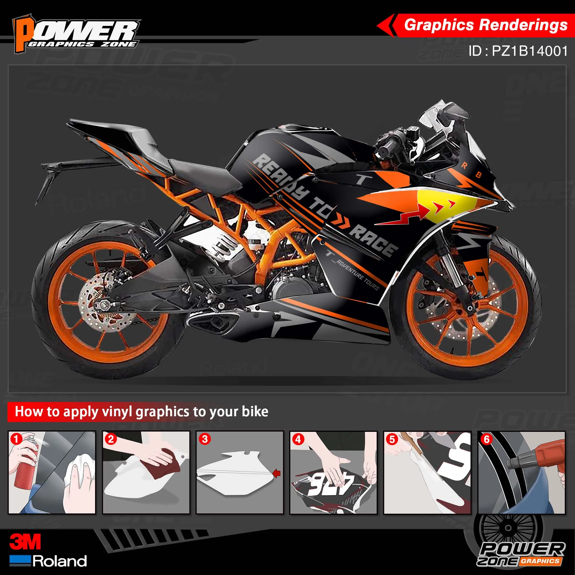 Персонализированные графические фоны PowerZone Набор наклеек для KTM ADV RC125 200 250 390 2014-2016