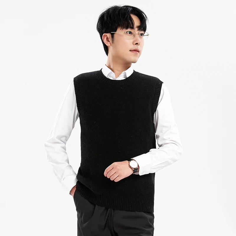 Модная и повседневная мужская Трикотажная одежда пуловер из 100% чистой шерсти