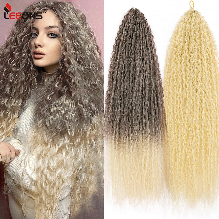 

Leeons 28'' Crochet Hair Synthetic Braiding Hair Afro Kinky Curly Hair Extensions Freetress Ocean Wave Braids Pink Black Blonde