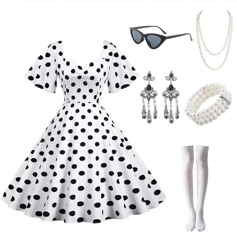 

1950s Hepburn Dress Retro Party Printing