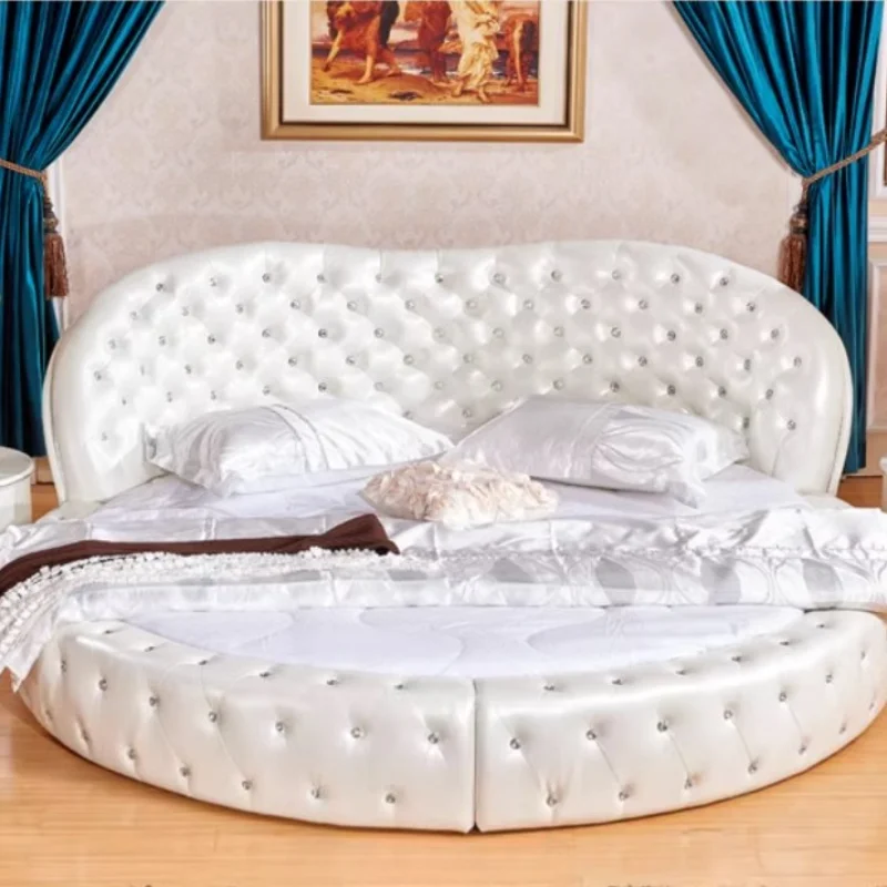 Европейская круглая кровать принцессы элегантная белая вилла королевского