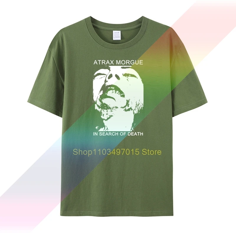 Atrax Morgue In Search Of Death Темно-синяя футболка с коротким рукавом S-2XL