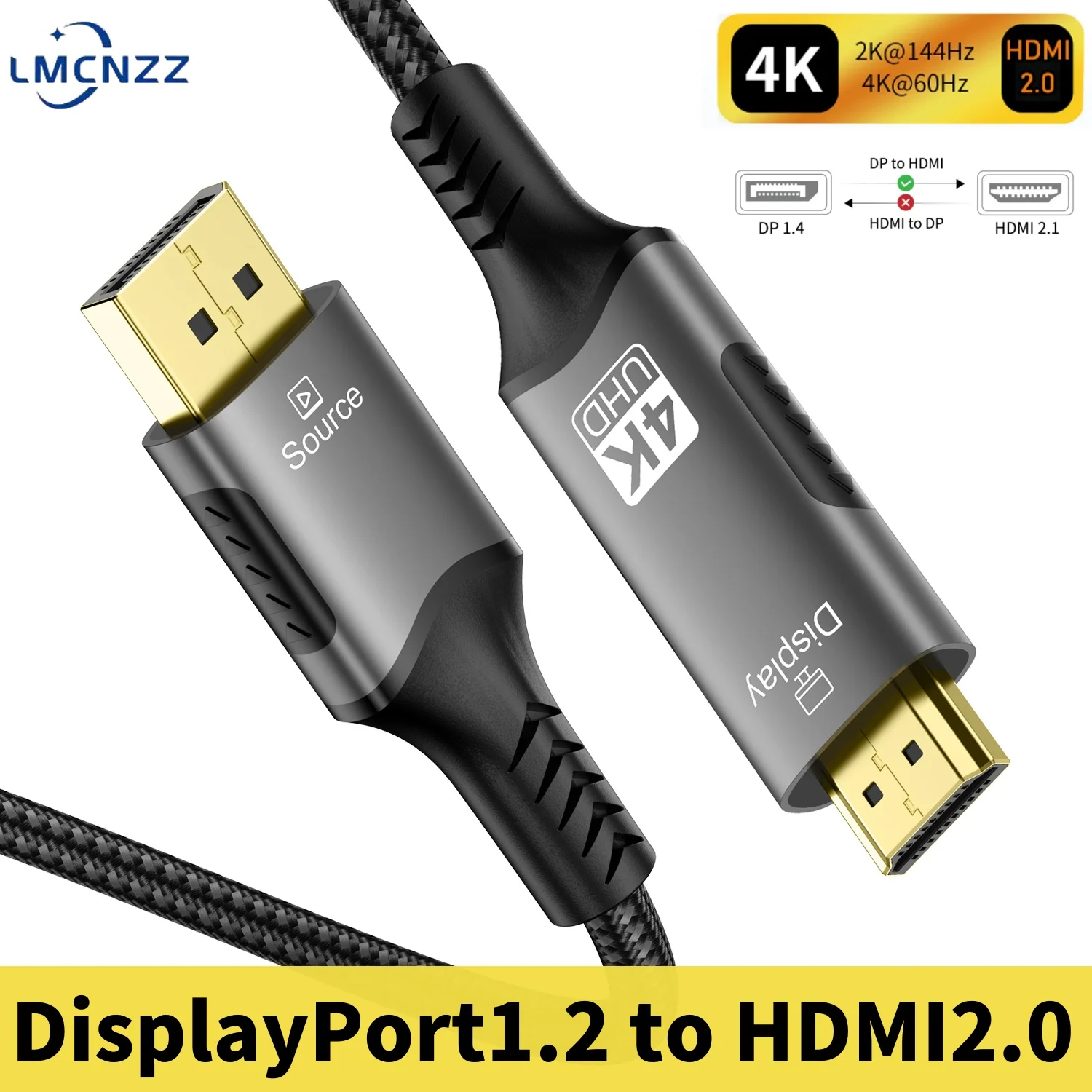 Кабель DisplayPort-HDMI 4K 60 Гц видео-аудиокабель dp1.2/HDMI2.0 для ПК проекторов ноутбуков HP Dell