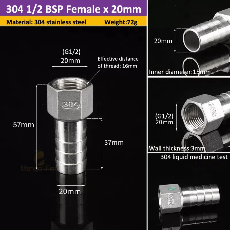 

Фитинги для труб из нержавеющей стали 304 BSP PCF