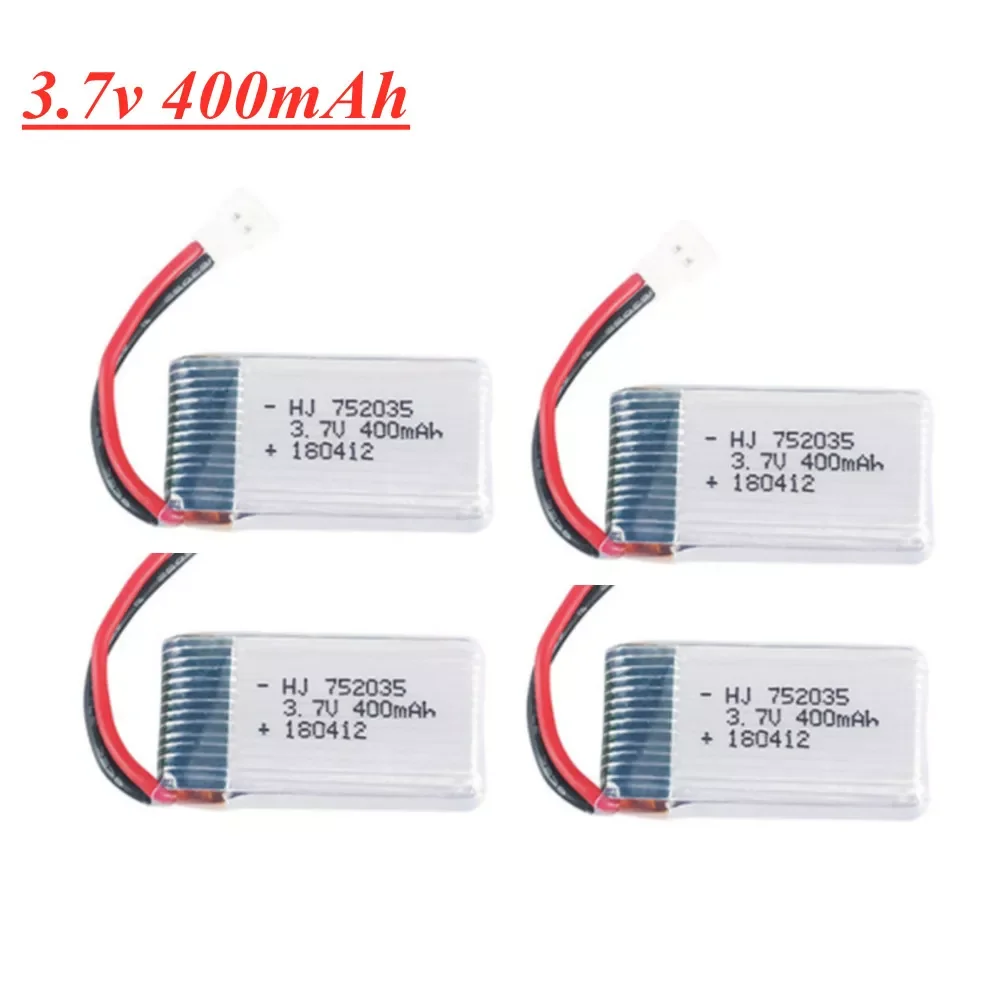 

2023New 3.7V 400mAh 35C Lipo Battery for X4 H107 H31 KY101 E33C E33 U816A V252 H6C RC Quadcopter Drones Spare Part 752035