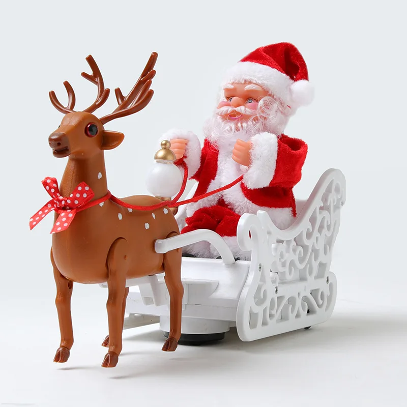 

Santa Claus Deer Pulling Car Music Electric Children's Toys Cute Christmas Gifts Desktop Christmas Decoration Home Decoration