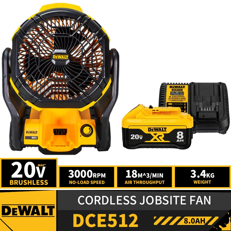 

DEWALT DCE512 Cordless Jobsite Fan 20V Lithium Power Tools 3000RPM With Battery Charger