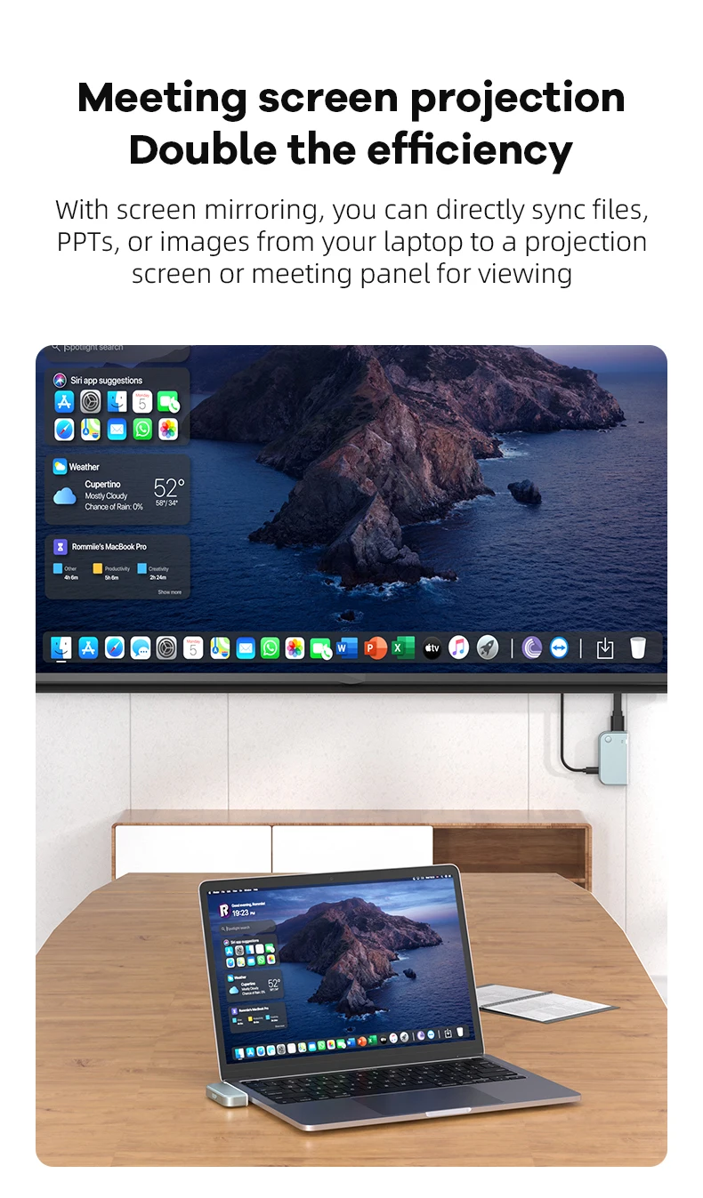Фото Беспроводной видеопередатчик-приемник Type-C HDMI 50 м, адаптер-удлинитель, ТВ-донгл для ноутбуков, ПК, телефонов, телевизоров, мониторов №2