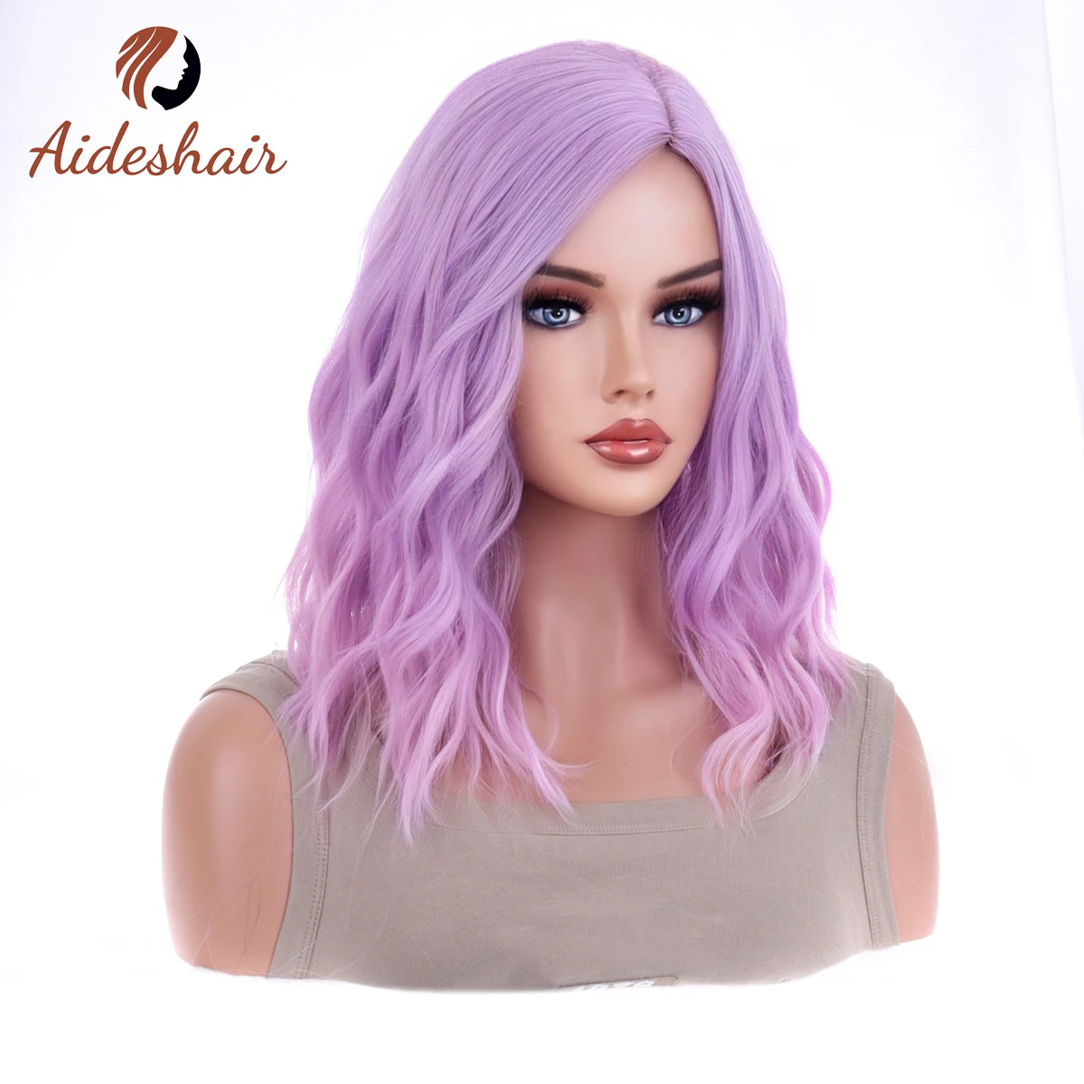 Aideshair Ombre Короткий Боб Синтетический Парик Для Женщин С Челкой Объемная Волна
