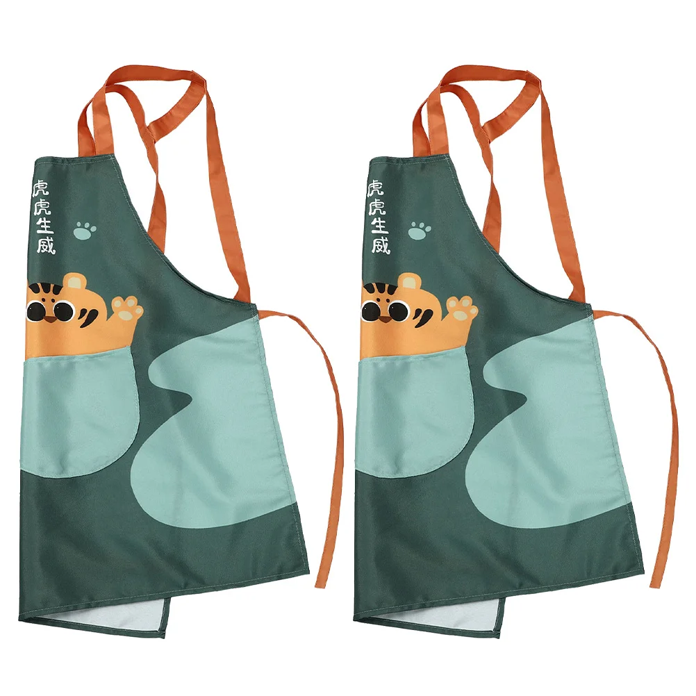 

Водонепроницаемый кухонный фартук для барбекю, мультяшный фартук Тигра для дома, 2 шт.