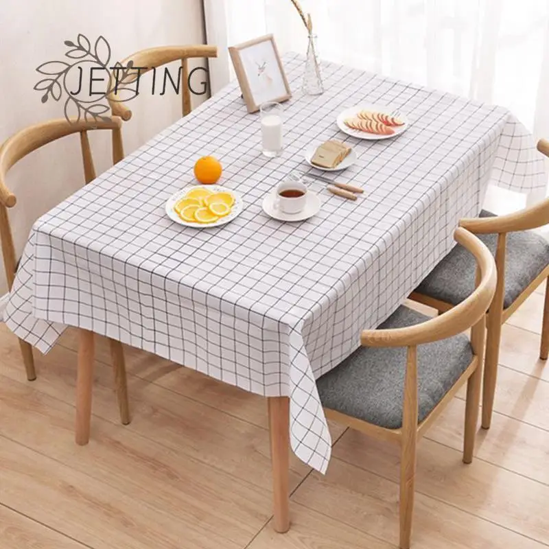 

PEVA Rectangula Grid Printed Tablecloth Waterproof Oilproof Kitchen Dining Table Colth Cover Mat Oilcloth Antifouling