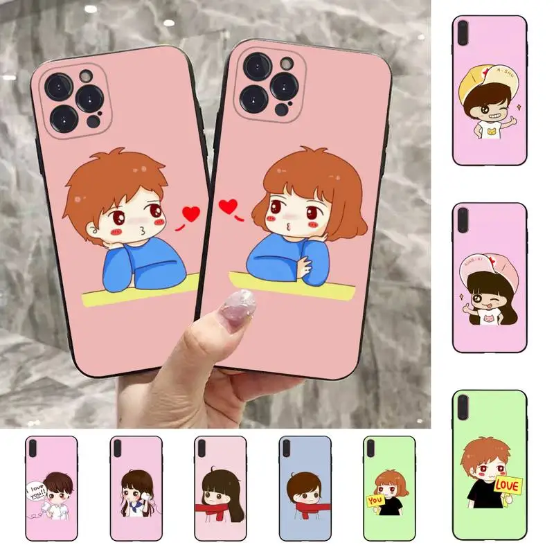 

FHNBLJ Lovers Couple Phone Case For iPhone 13 Pro MAX 14 11 12 Mini X XS XR 6 7 8 Plus SE 2020 Soft TPU Cover