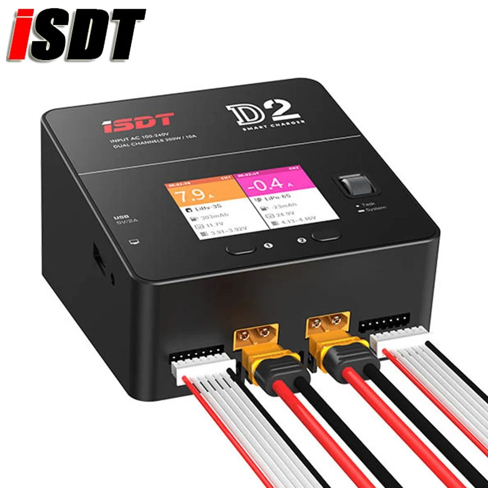 

ISDT D2 200W 24A AC Dual Channel Output Smart Battery Balance Charger LCD Display For RC LiFe/Lilon/LiPo/LiHv/NiMH/Cd/Pb Battery
