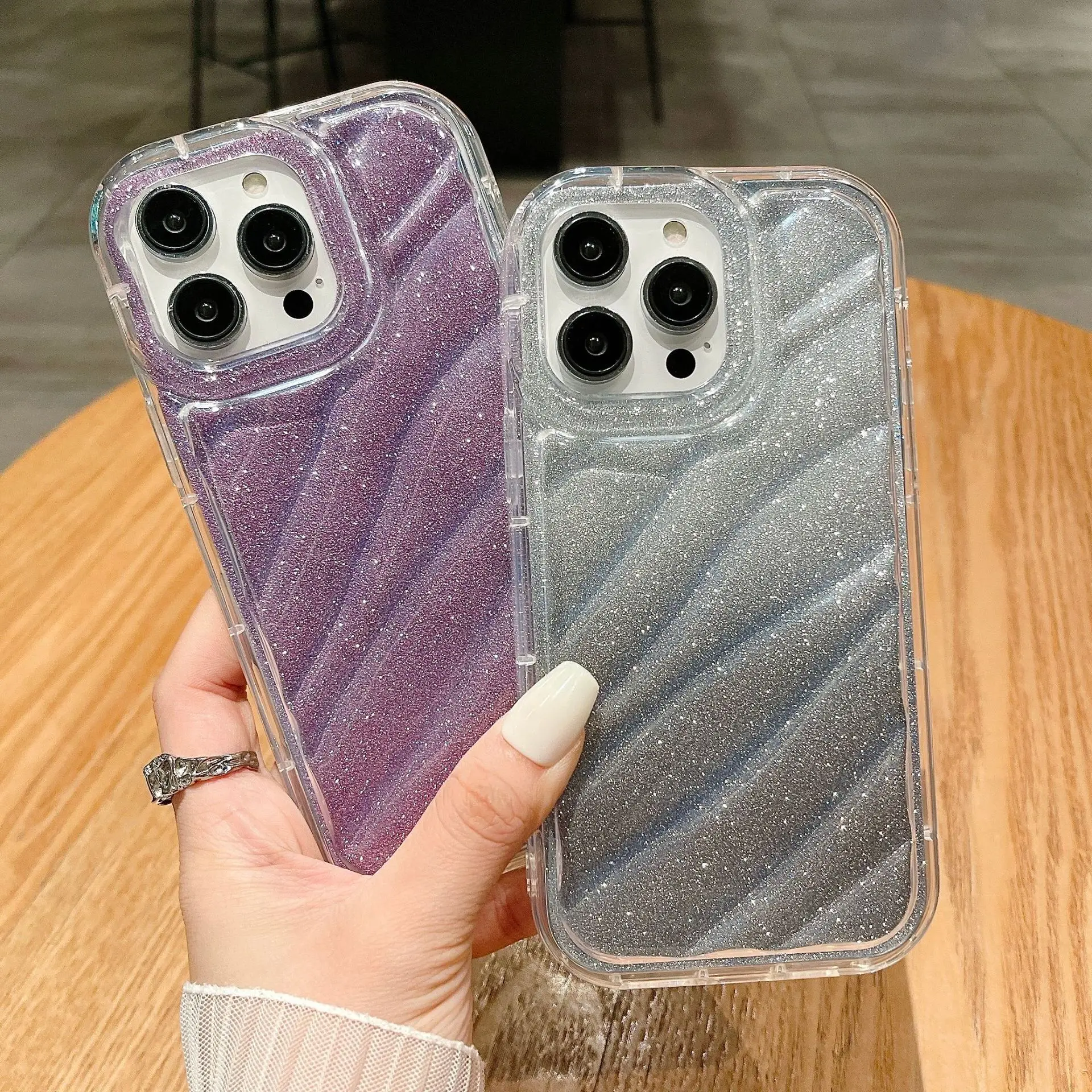 

Creative Water Ripple Texture Phone Case For iPhone 15 14 13 12 11 Promax XR XAMX Gradient Glitter All-wrap Drop Protection Case