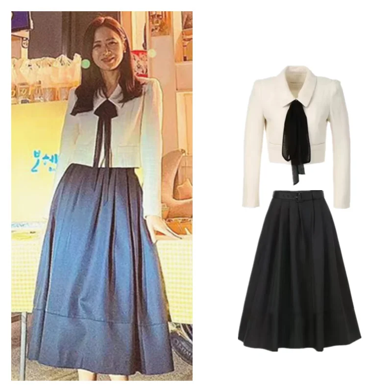 Женский комплект из 2 предметов элегантный короткий жакет трапециевидной черной