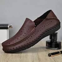 italian men shoes casual luxury brand summer mens loafers genuine leather moccasins hollow out breathable slip on driving shoes