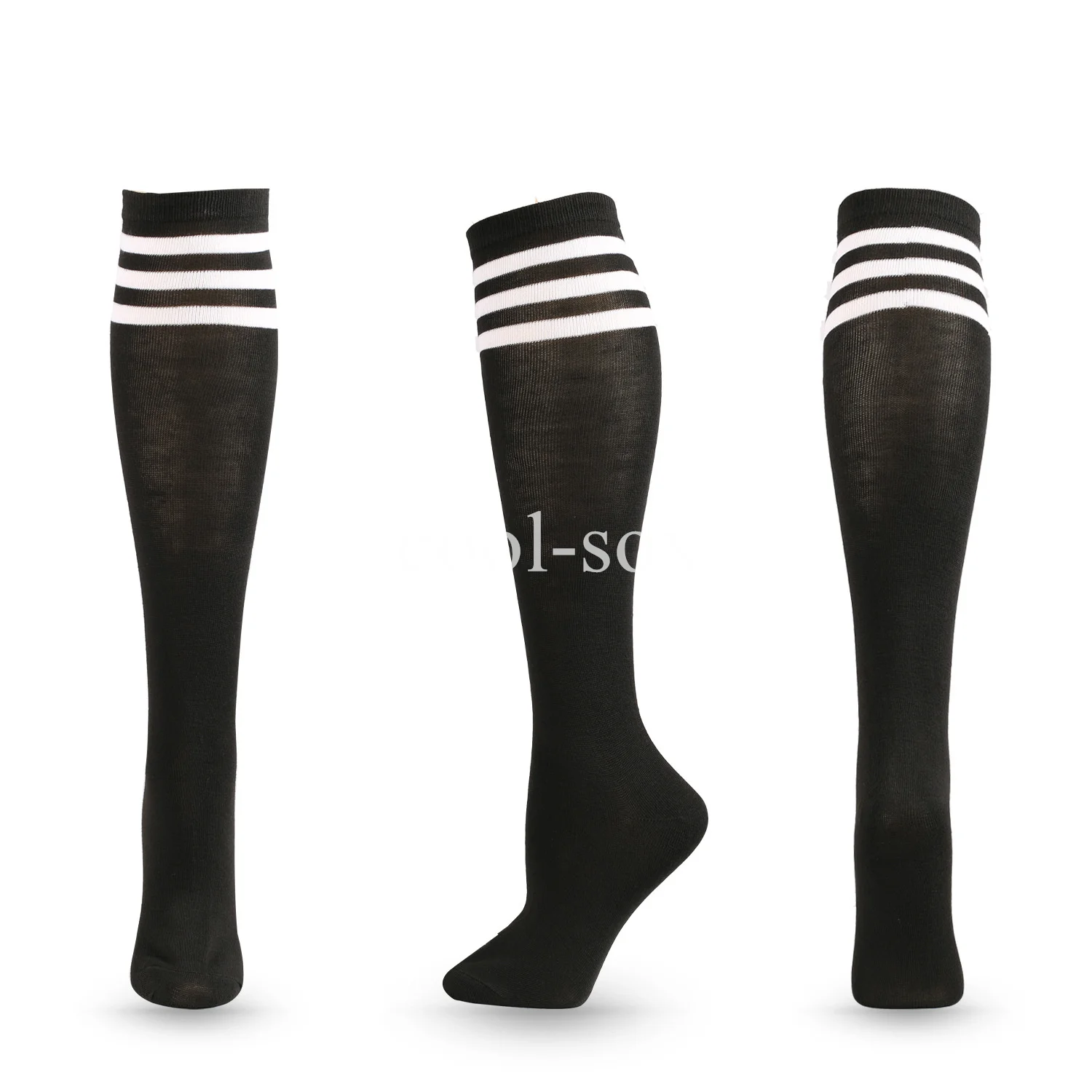 

3 Pairs Woman Men Socks Black White Stripe Socks Lolita Long Socks Solid Color Knee High Socks Kawaii Cosplay Women Stockings