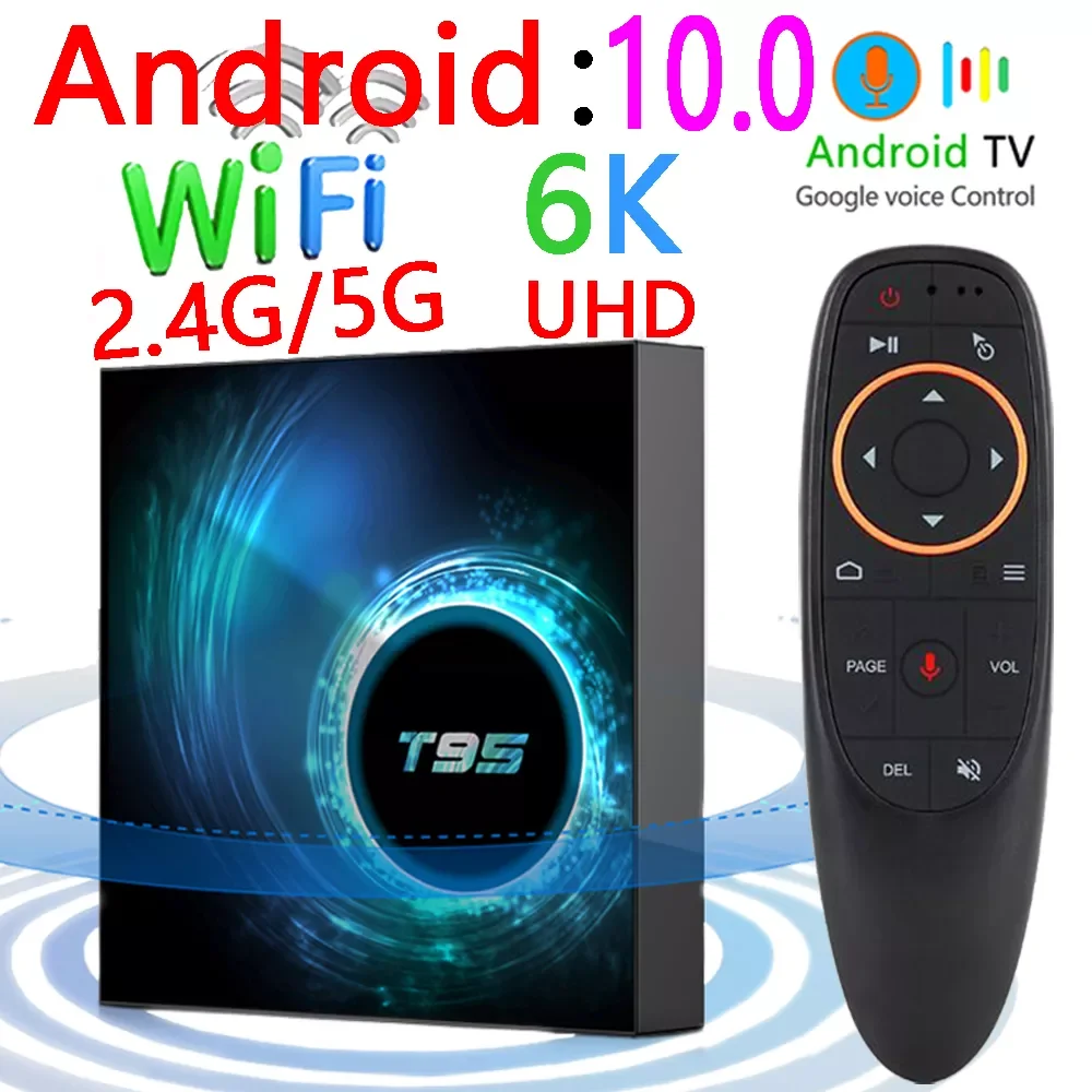 

2021 Latest T95 Smart Tv Box Android 10 6k 2.4g & 5g Wifi 128g 3D Voice16g 32gb 64gb 4k Quad Core Set-Top Box Media Player