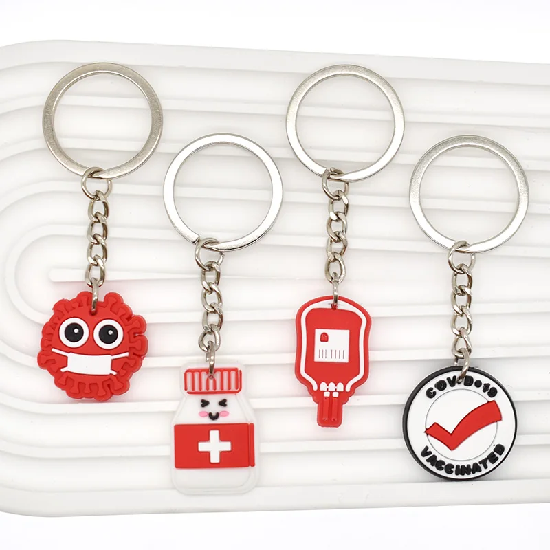 1PCS PVC Rubber Hot Keychain for Nurses New Design Medicine Care Style Heart & Brain Car Key Pendant Cute Bag Ornament Gift 2