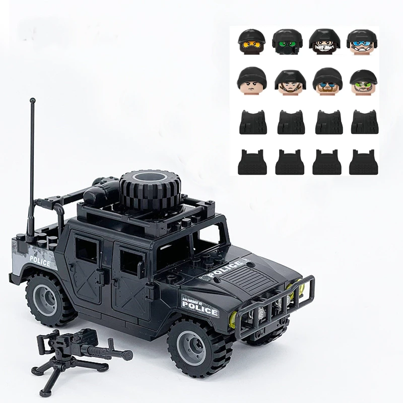 

2022 New MOC Military Model Figures Bricks Set Soldier City Police SWAT Assault Armor Vehicle Building Blocks Toys Kids Gifts