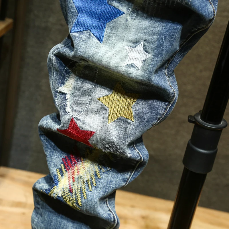 Men's Jeans Retro Slim Fit Denim Pants Bicycle Stretch High Quality Men's Straight Tube Casual Designer Brand Street Apparel