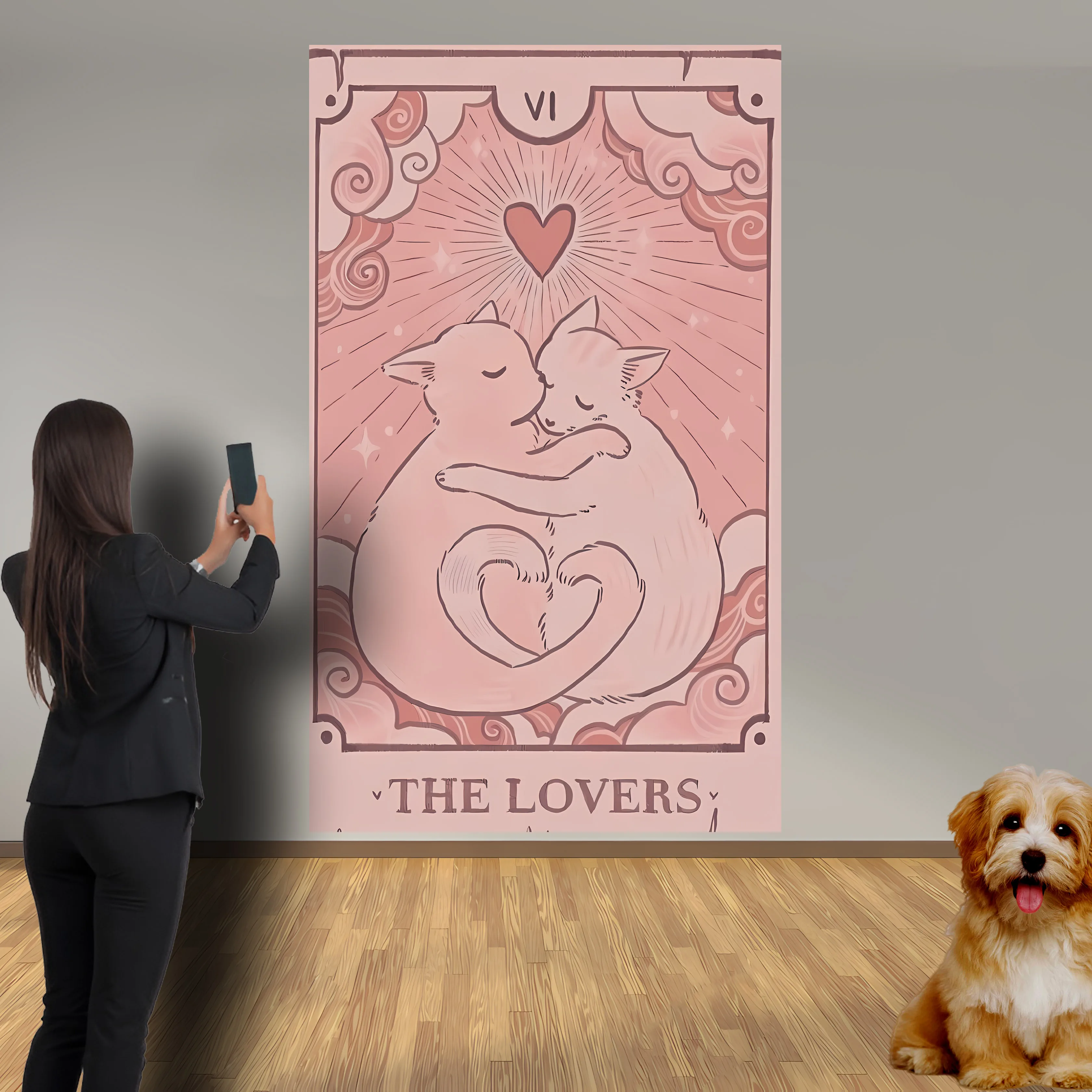 Гобелен с котом, таро и луной, полиэстер