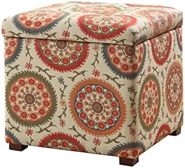 

Декор | Классическая искусственная кожа с откидной крышкой | Оттоманка с хранилищем для гостиной и спальни, Suzani 17,50 дюйма