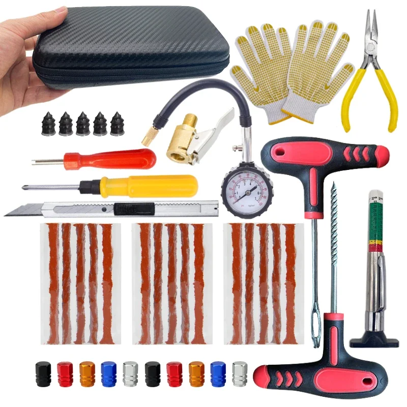 Motorcycle Tire Repair Kit car Puncture Plug Tools Tyre Emergency for Strips Stirring Glue Tool