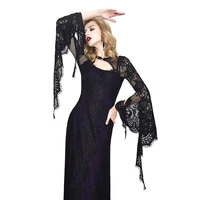 gothic womens elegant sexy black backless dresses lace long sleeve bodycon maxi dress party dresses