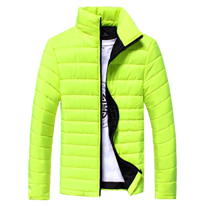 2022 Winter Coat Men's Cotton Jacket Standing Collar Solid Color Men Jacket Down Jacket Warm Windproof Outdoor Jacket Men Parkas