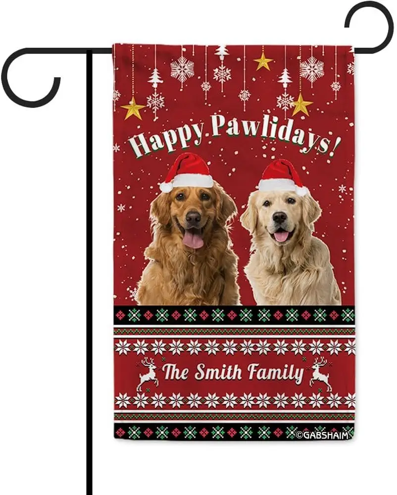 Рождественский золотистый ретривер садовый флаг для собак счастливые лапиды