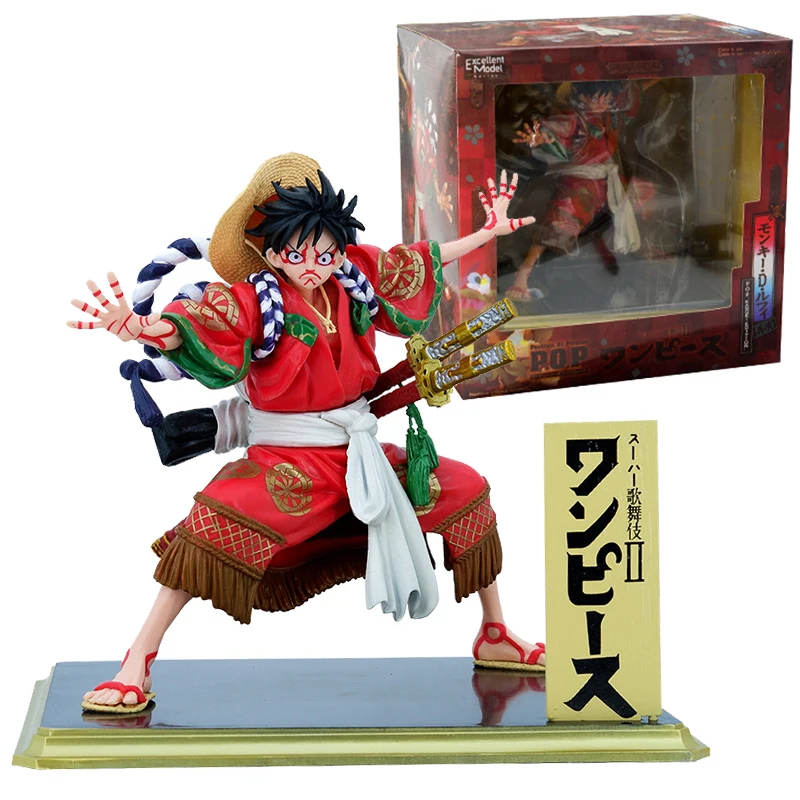 

19CM One Piece Monkey D Luffy Kabuki Straw Hat Pirate Kimono And Country Sauron Action Figures Model Toy For Children