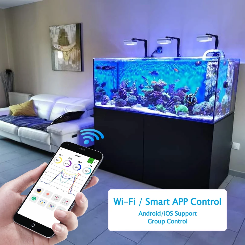 4 шт. PopBloom Wi-Fi морской аквариумный светильник полного спектра профессиональный