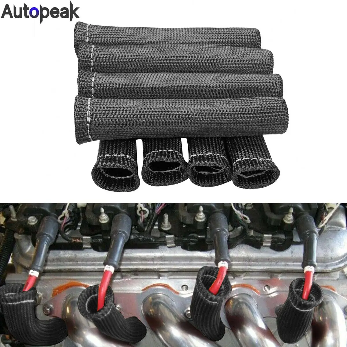 

8 шт., черевики для свечей зажигания, теплозащитный экран, ткацкий станок SBC BBC 350 454, двигатель 1500 ° F Автозапчасти Аксессуары для Ford Chevy